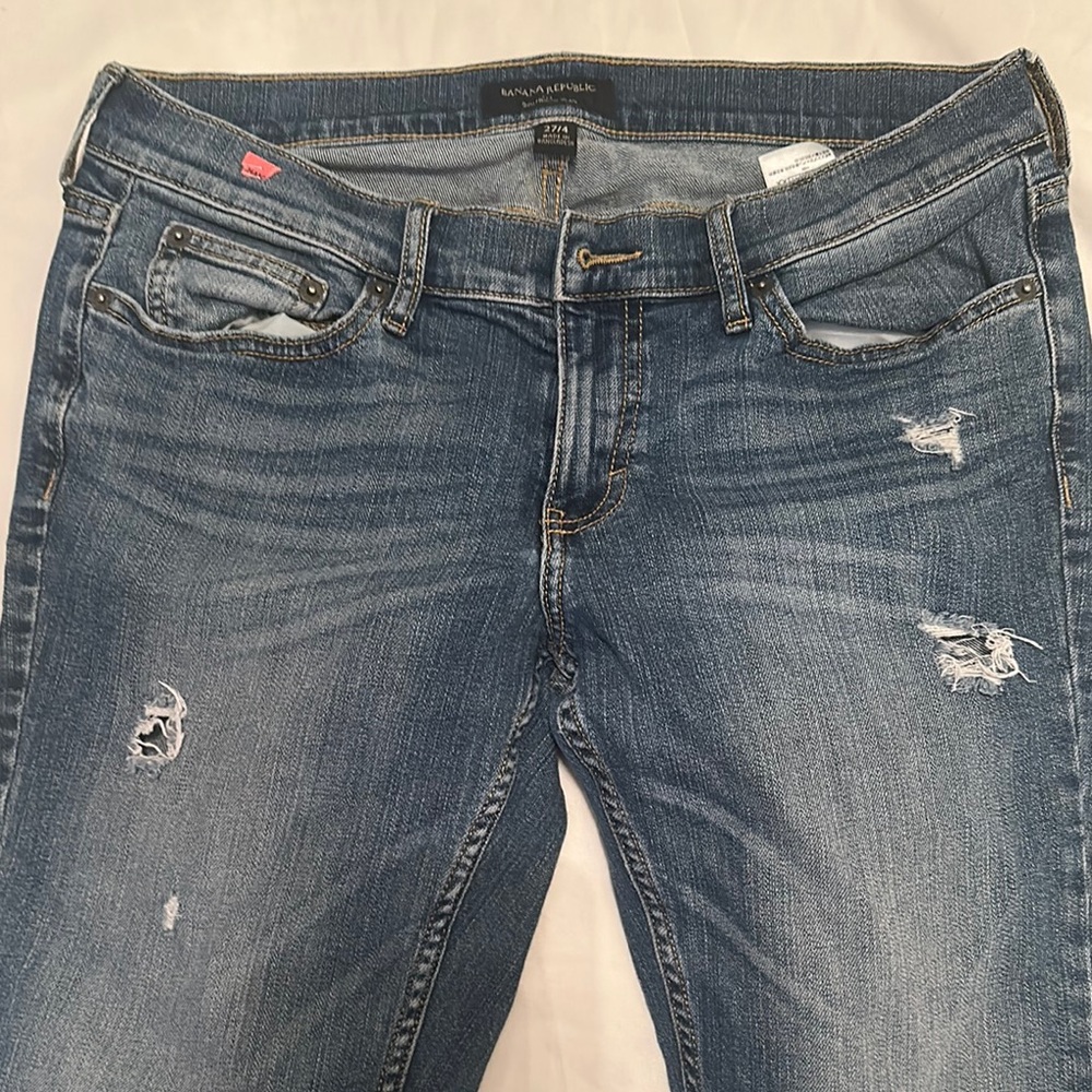 Ralph Lauren Blue Skinny Jeans with Distressed Details